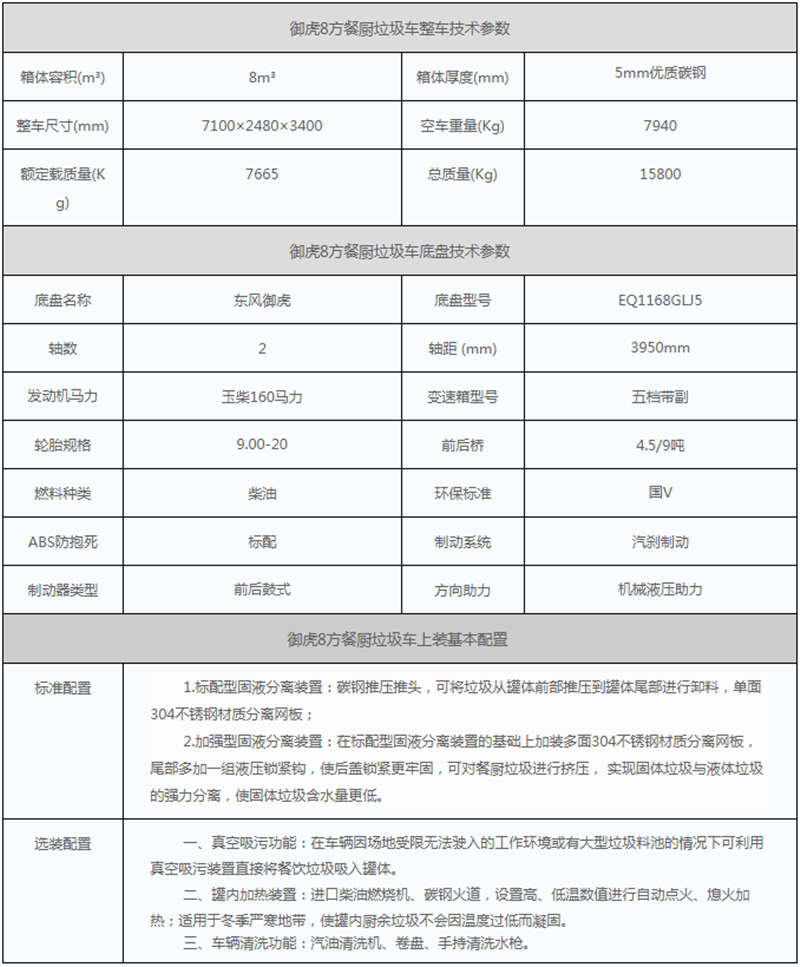 餐廚垃圾車參數