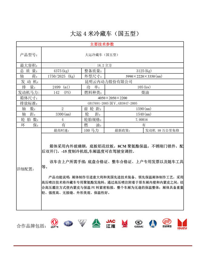 大運鮮貨冷藏運輸車(圖1)