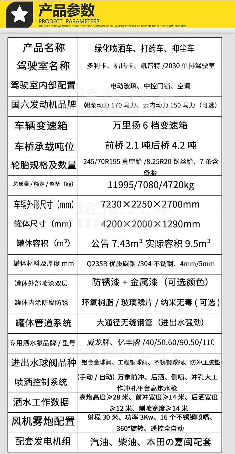 藍(lán)牌5方圓罐30米霧炮車，東風(fēng)小多利卡抑塵車(圖3)